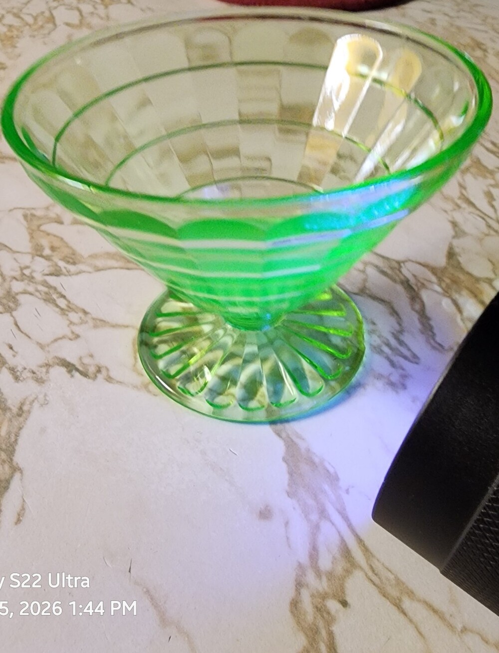 Uranium Vaseline Green Glass Sherbert/pudding Dishes. Vintage